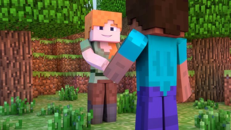 Steve de Minecraft y Alex, su compañera de aventuras.