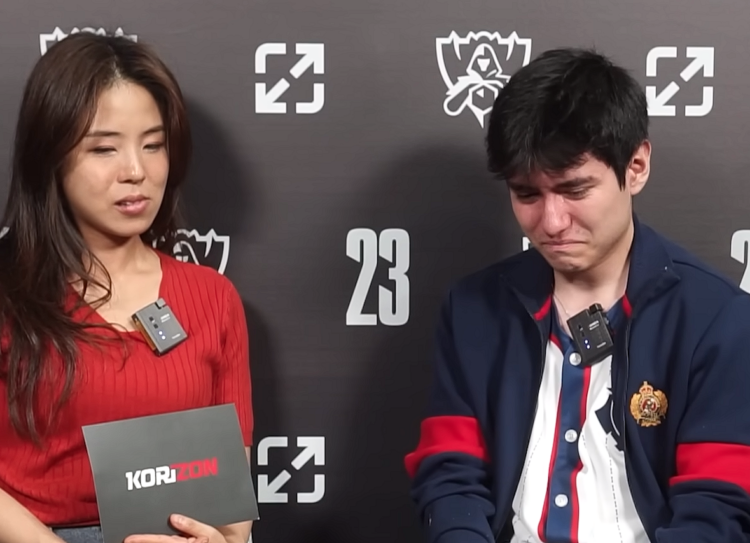 El llanto de G2 Yike tras quedar eliminado de Worlds 2023