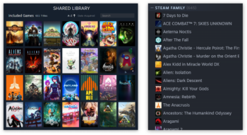 biblioteca de un grupo familiar en steam